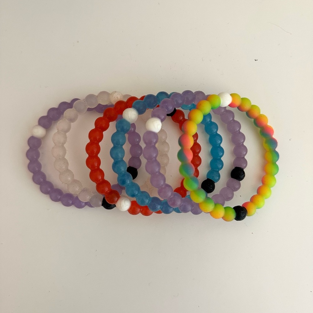 Set of Six Lokai Bracelets - Red, Blue, Rainbow, Purple (2), and Original Clear - Picture 1 of 1